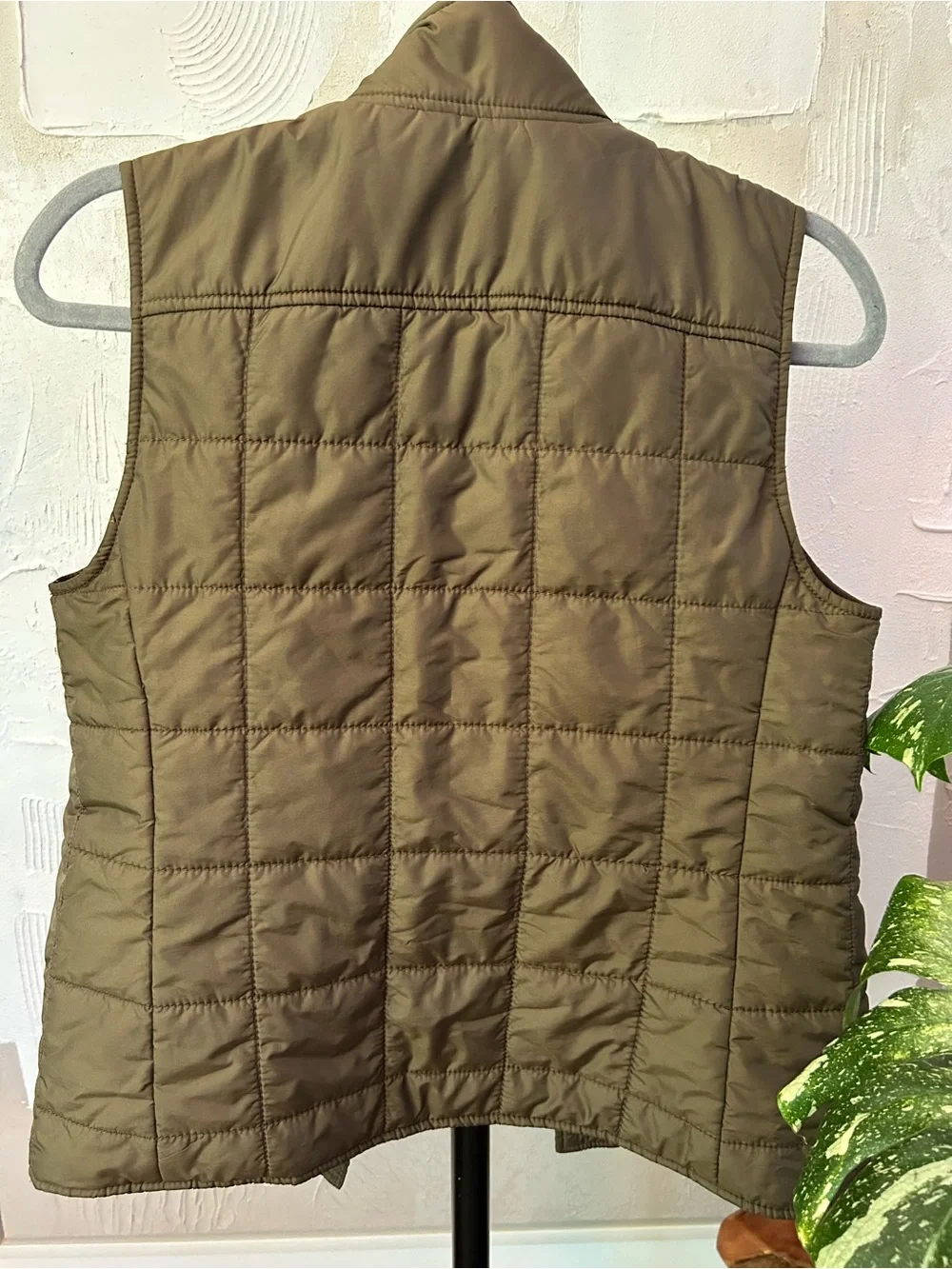 GUC Tory Burch Quilted Olive Vest with Gold Buttons size XS